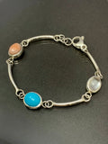 Eleanor Dean Silver, Pink Coral, Turquoise And Moonstone “Summer Candy” Bangle