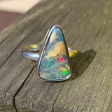 Eleanor Dean Silver and Rainbow Opal Handmade Ring