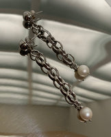 Eleanor Dean Handmade Silver & Pearl Chain Earrings