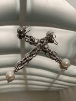 Eleanor Dean Handmade Silver & Pearl Chain Earrings