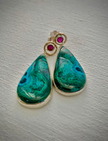 Eleanor Dean Handmade Azurite Ruby Earrings