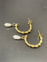 Eleanor Dean Handmade Gold & Pearl Twist Hoops