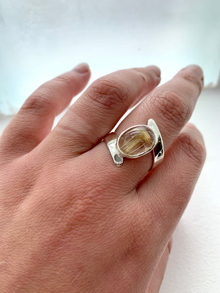 Eleanor Dean Silver Handmade Golden Rutilated Quartz Ring
