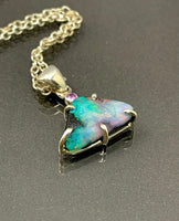 Eleanor Dean Silver, Boulder Opal & Pink Sapphire Handmade Necklace