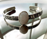 Eleanor Dean Vintage Silver Leaf & Tourmalated Moonstone Hand-made Cuff