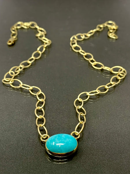 Eleanor Dean Gold Vermeil and Peruvian Amazonite Handmade “Wave” Necklace