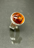 Eleanor Dean Silver and Fire Agate Planished Ring