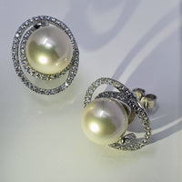 Alicia Mai Pearl and Silver Cluster Stud Earrings