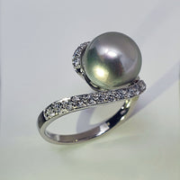 Alicia Mai Pearl and Silver Cocktail Ring