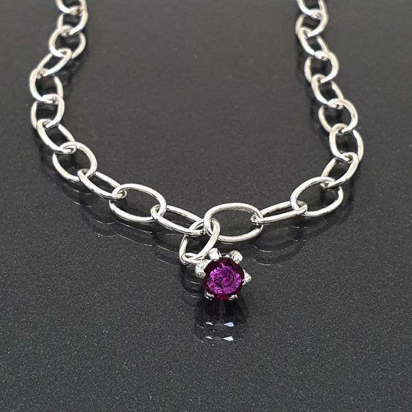 Eleanor Dean Silver and Ruby Charm Bracelet