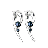 Shaun Leane Silver Cherry Blossom Black Pearl Hook Earrings