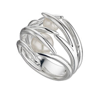 Shaun Leane Silver Cherry Blossom Double Pearl Ring