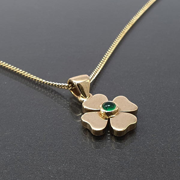 Gold & Emerald Clover Necklace