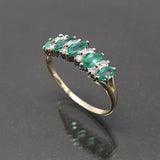 Emerald and Diamond Half Hoop Ring