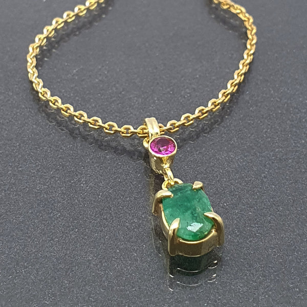 Eleanor Dean Gold Vermeil, Emerald & Ruby Handmade Necklace