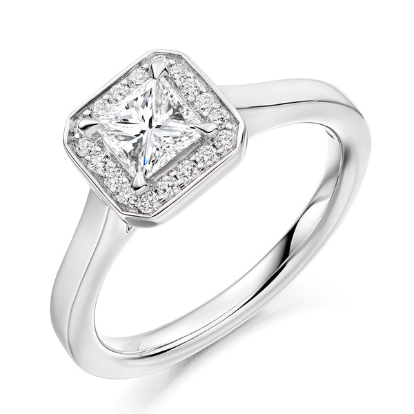 Princess Diamond Halo Cluster Ring
