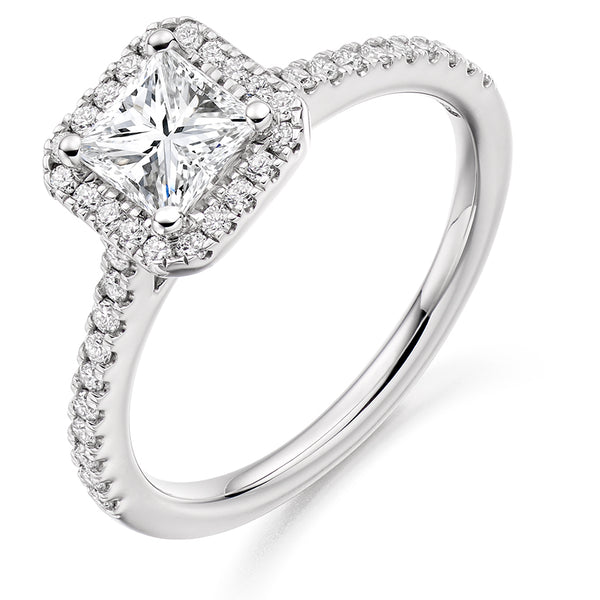 Princess Diamond Halo Cluster Ring