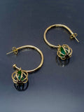 Eleanor Dean Gold & Green Onyx Handmade Hoops