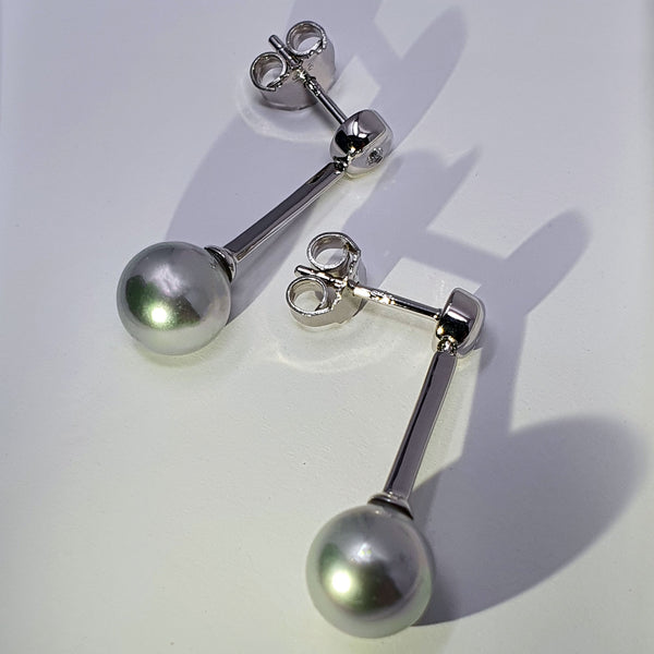 Alicia Mai Pearl and Silver Drop Earrings