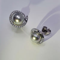 Alicia Mai Pearl and Silver Cluster Stud Earrings