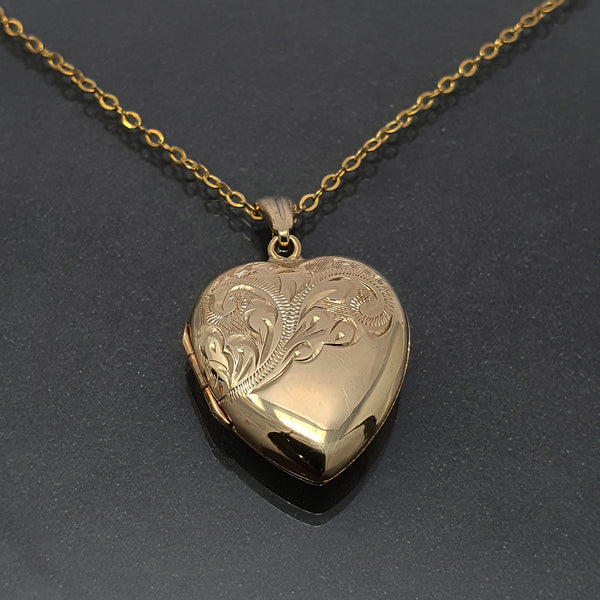 Hand-engraved Heart Locket and chain