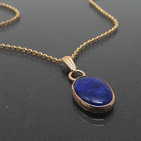 Eleanor Dean Gold Vermeil and Lapis Lazuli Cabochon Handmade Necklace