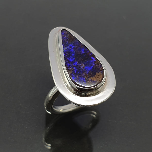 Eleanor Dean Silver and Boulder Opal Handmade Ring
