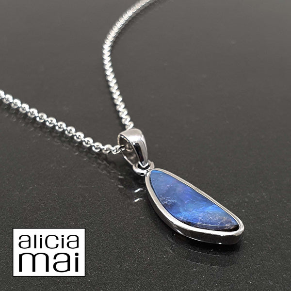 Silver and Boulder Opal Necklace