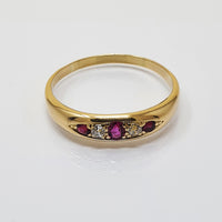 Victorian-style Ruby and Diamond Five Stone Ring