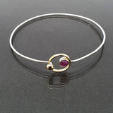 Eleanor Dean Yellow Gold, Silver and Ruby Hand-made Bangle