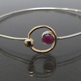 Eleanor Dean Yellow Gold, Silver and Ruby Hand-made Bangle