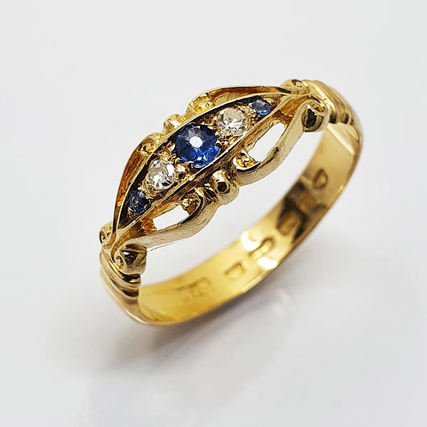 Victorian (1872) Sapphire and Diamond Ring