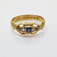 Victorian (1872) Sapphire and Diamond Ring