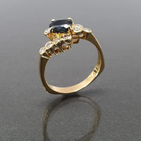 Sapphire and Diamond Crossover Ring