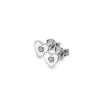 Silver and Diamond Heart Stud Earrings