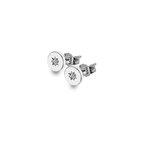 Silver and Diamond Stud Earrings