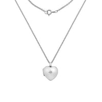 Silver and Diamond Heart Locket Necklace