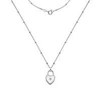 Silver and Diamond Padlock Necklace