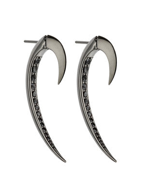 Shaun Leane Signature Silver Black Spinel Hook Earrings