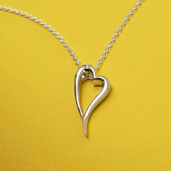 Silver and Diamond Trilliance Heart Necklace