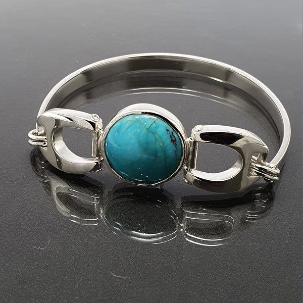 Eleanor Dean Silver and Turquoise Hand-made Stirrup Bracelet