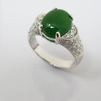 Jade Jadeite and Diamond Ring