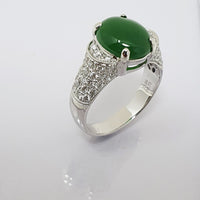 Jade Jadeite and Diamond Ring